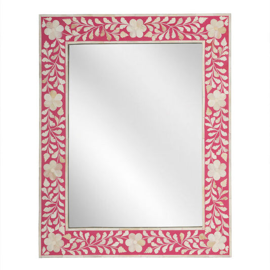 Vivienne Bone Inlay Vibrant Pink Mirror 24" x 30"