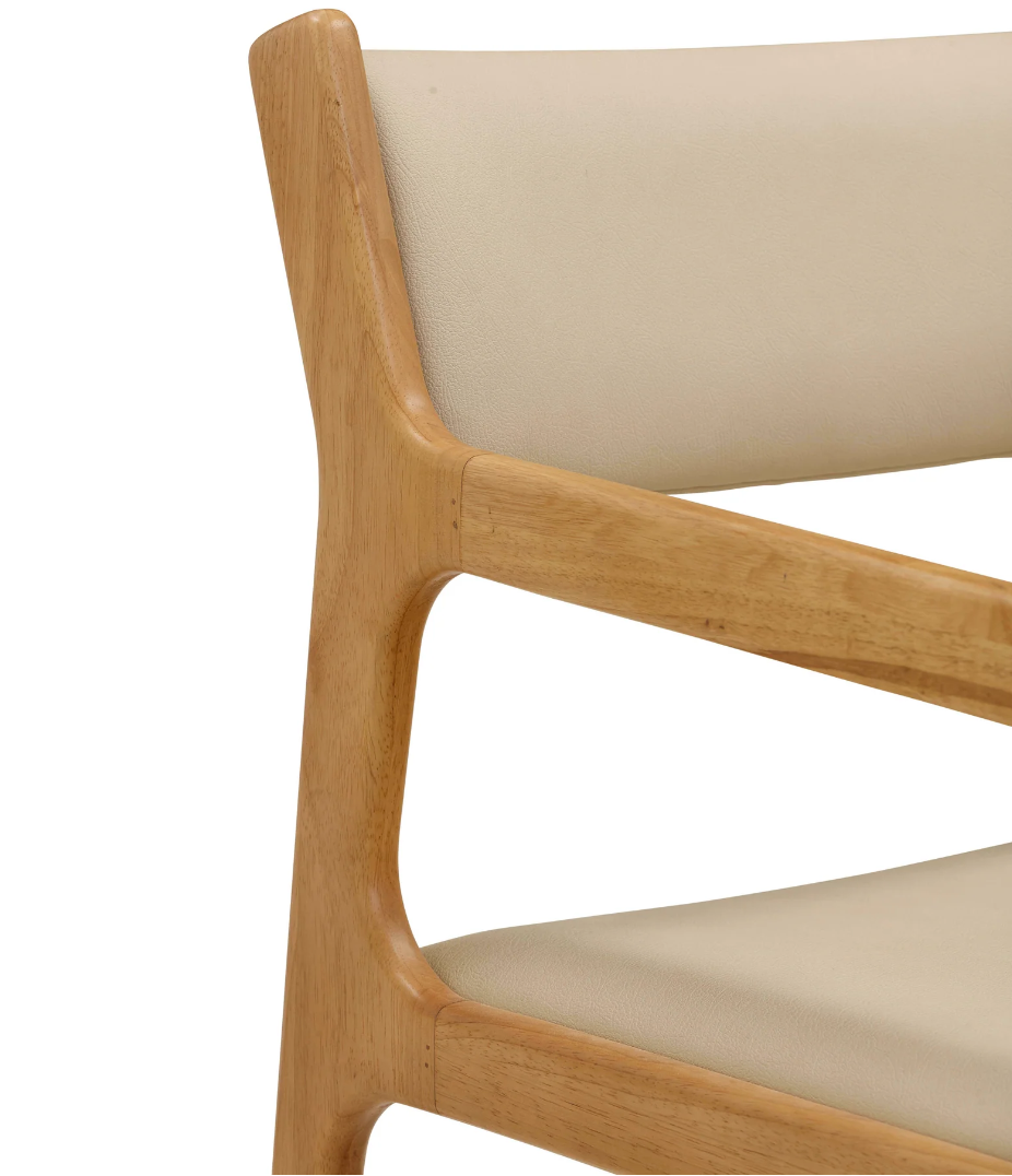 Arm details of Harlow Vegan Leather Dining Chair Pair