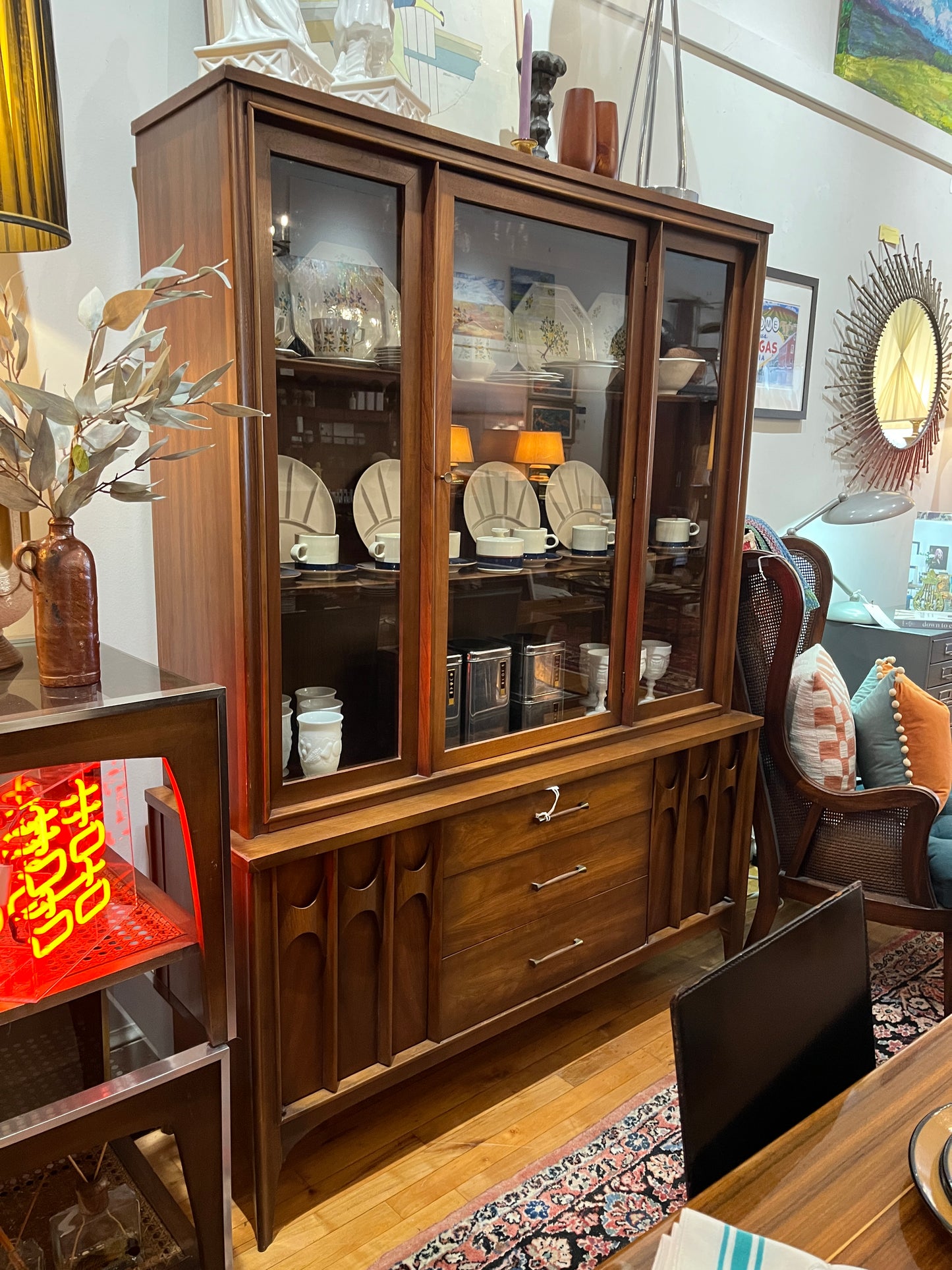 Kent Coffey Perspecta Dining Hutch in Walnut and Rosewood