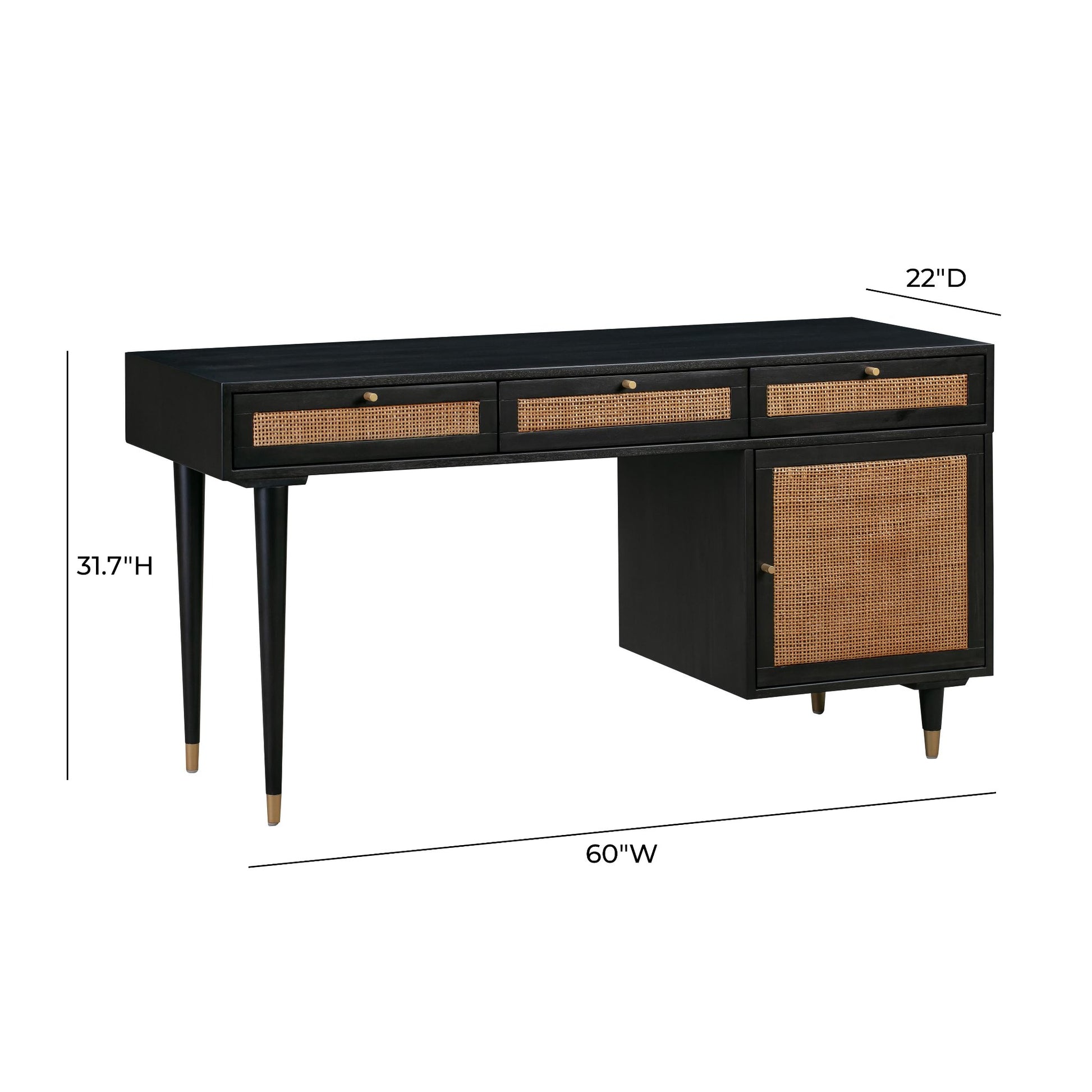 Gothic Black Dimensions of Martinique Cane Desk