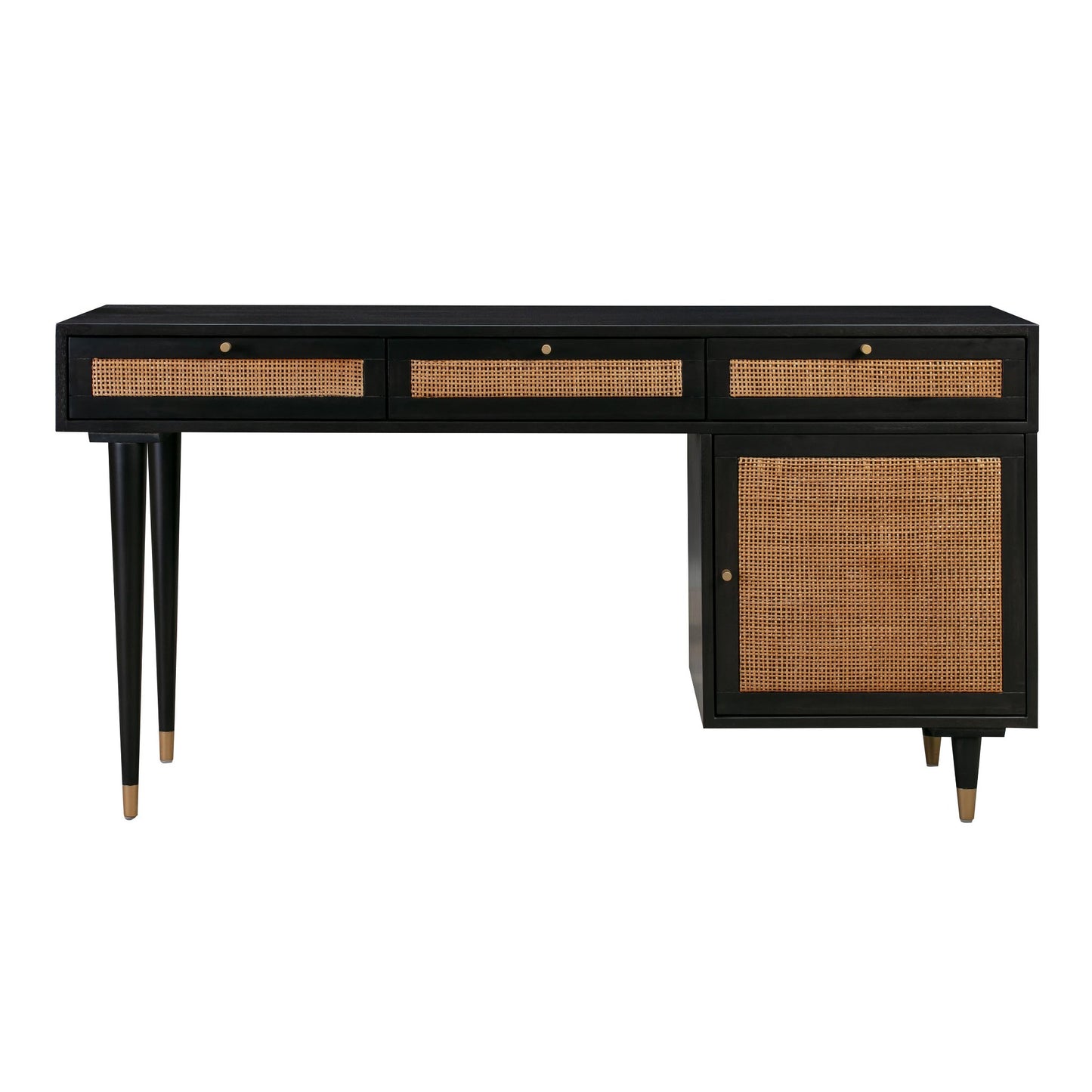 Gothic Black Front View of Martinique Cane Desk