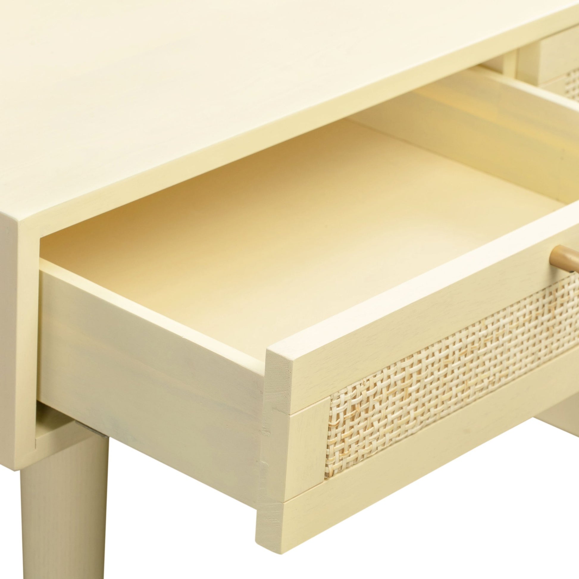90's Cream Open Drawer of Martinique Cane Desk