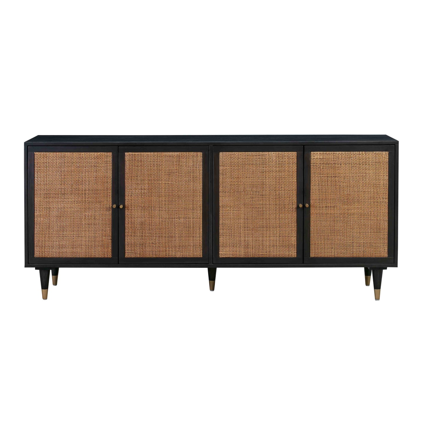 Black Front view of Martinique Cane Credenza