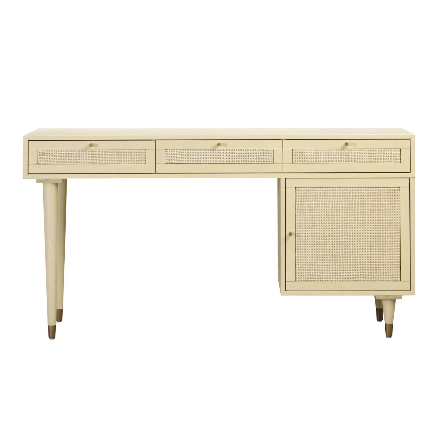 90's Cream Front View of Martinique Cane Desk
