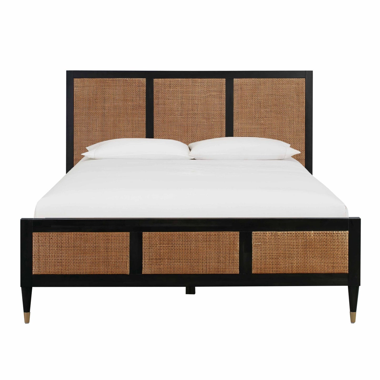 Gothic Black Front View of Martinique Wood and Rattan Bed