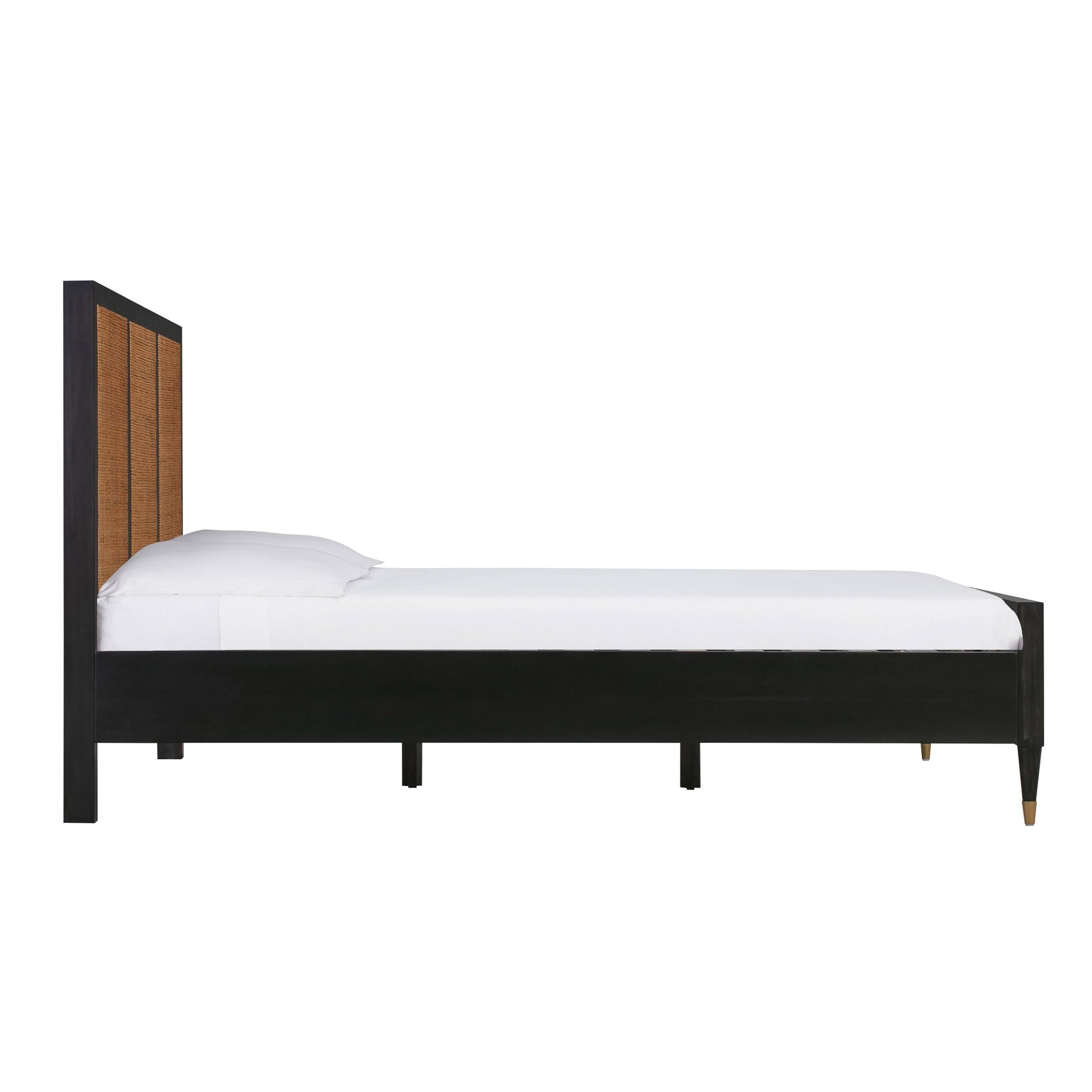 Gothic Black Side View of Martinique Wood and Rattan Bed