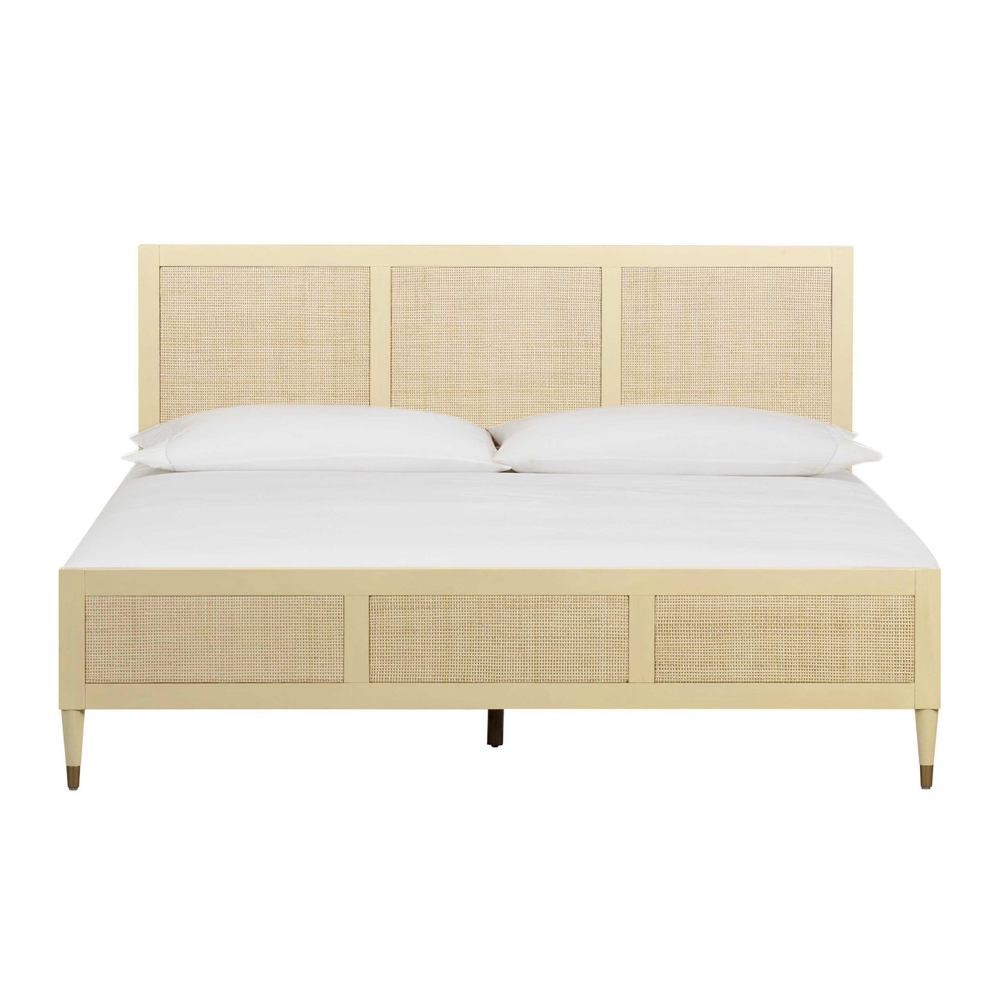 90' Cream Front View of Martinique Wood and Rattan Bed