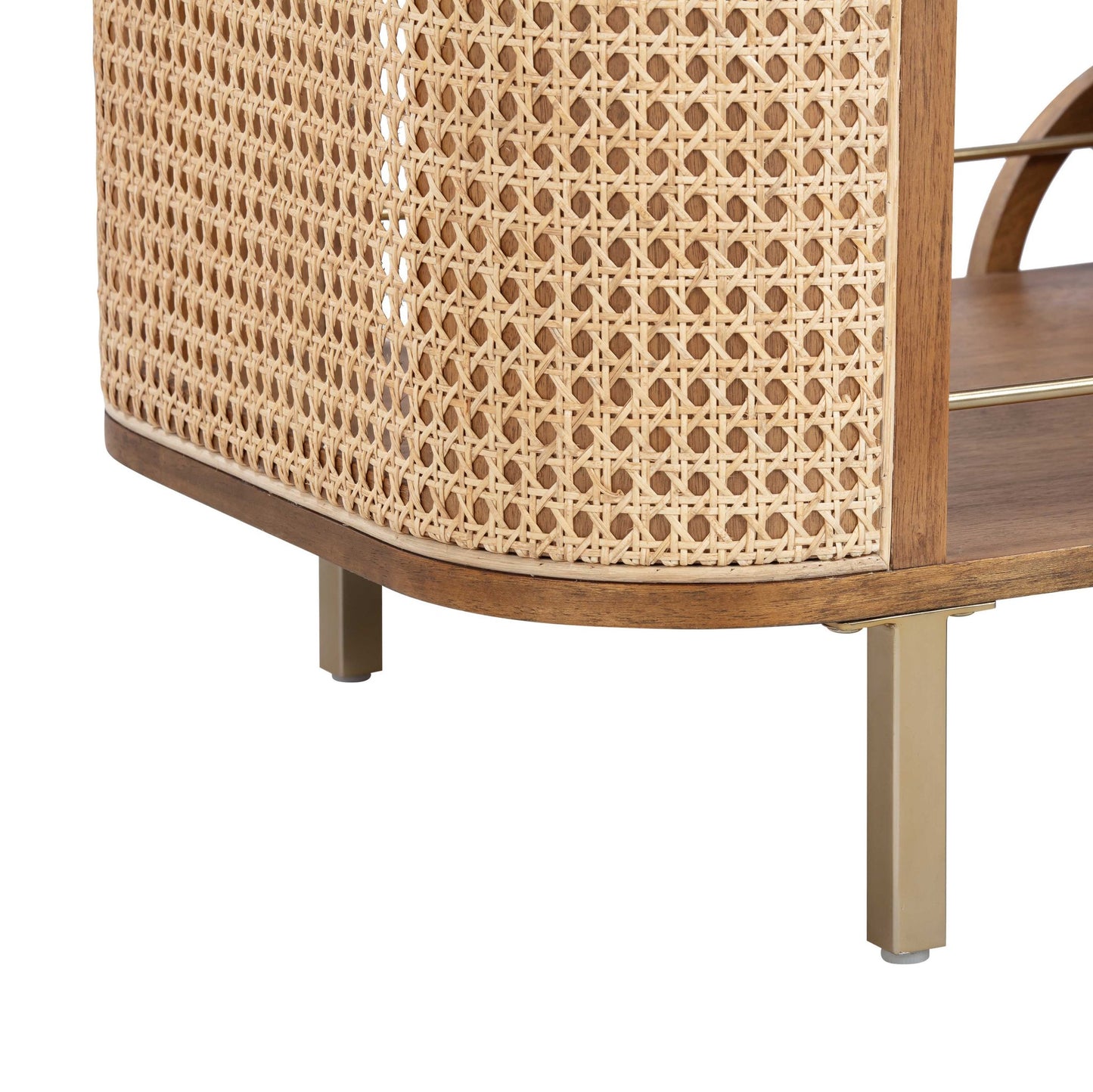 Details on Sides and Legs of Soiree Cane Bar Cart