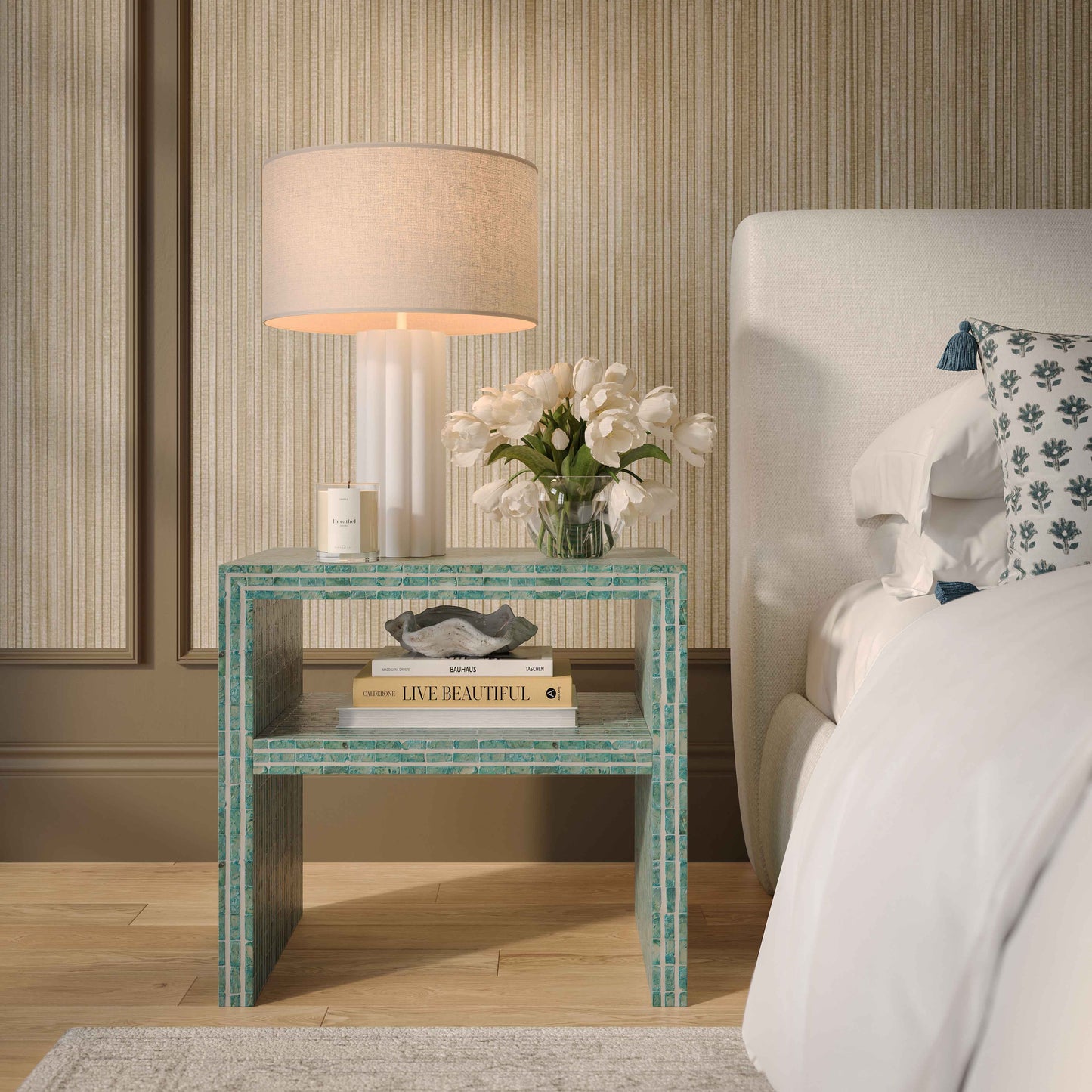Derry Blue Capiz Shell Nightstand
