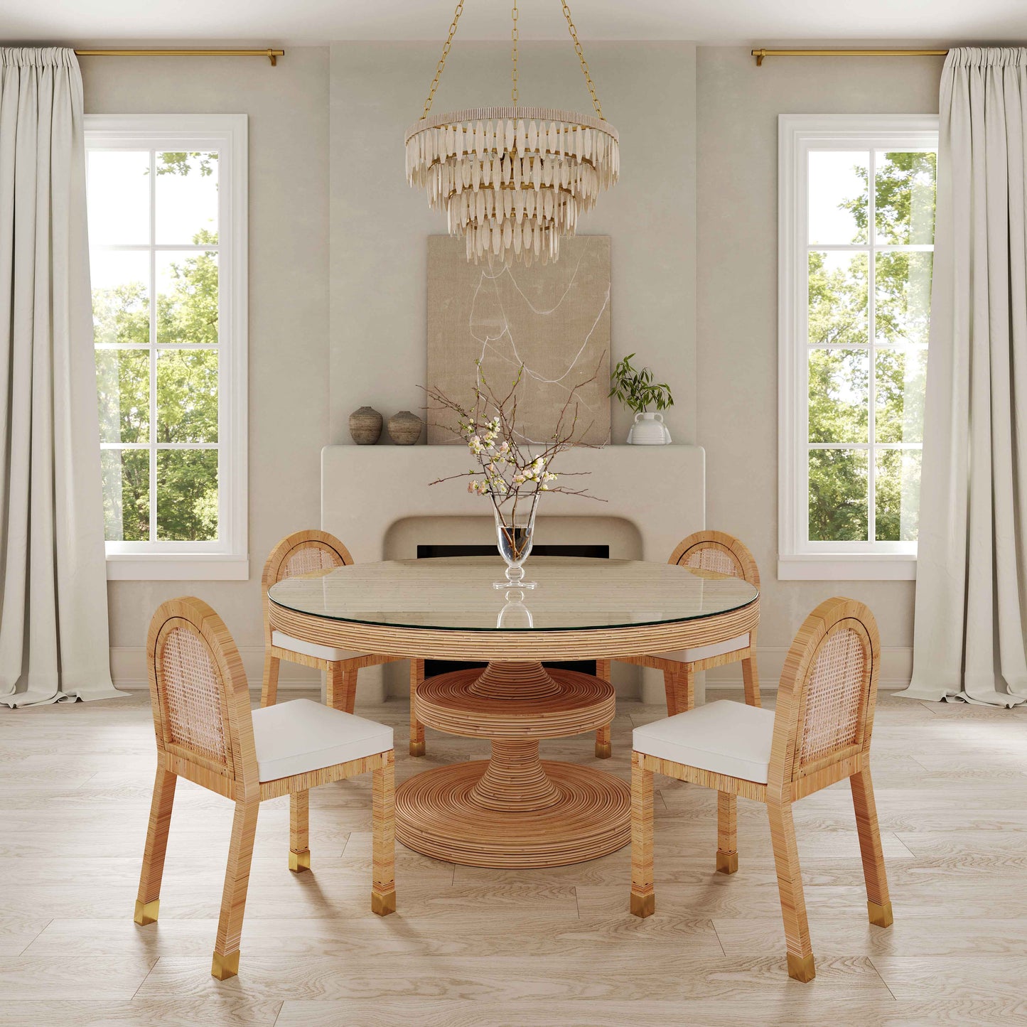 Amara Rattan Performance Fabric Arched Back Dining Chair