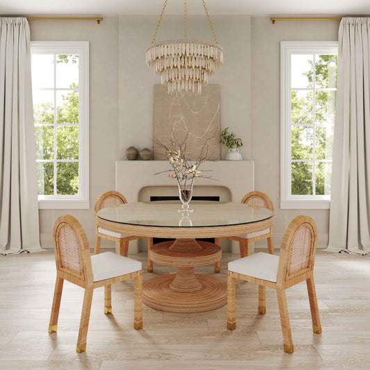 Amara Rattan Performance Fabric Arched Back Dining Chair