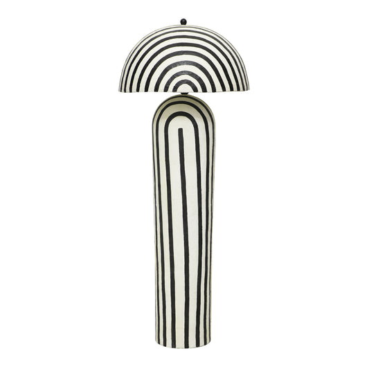 Maiori Black Striped Papier Mache Floor Lamp