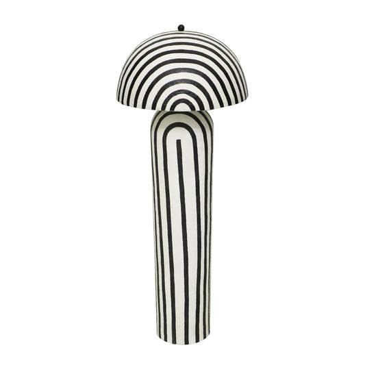 Maiori Black Striped Papier Mache Floor Lamp