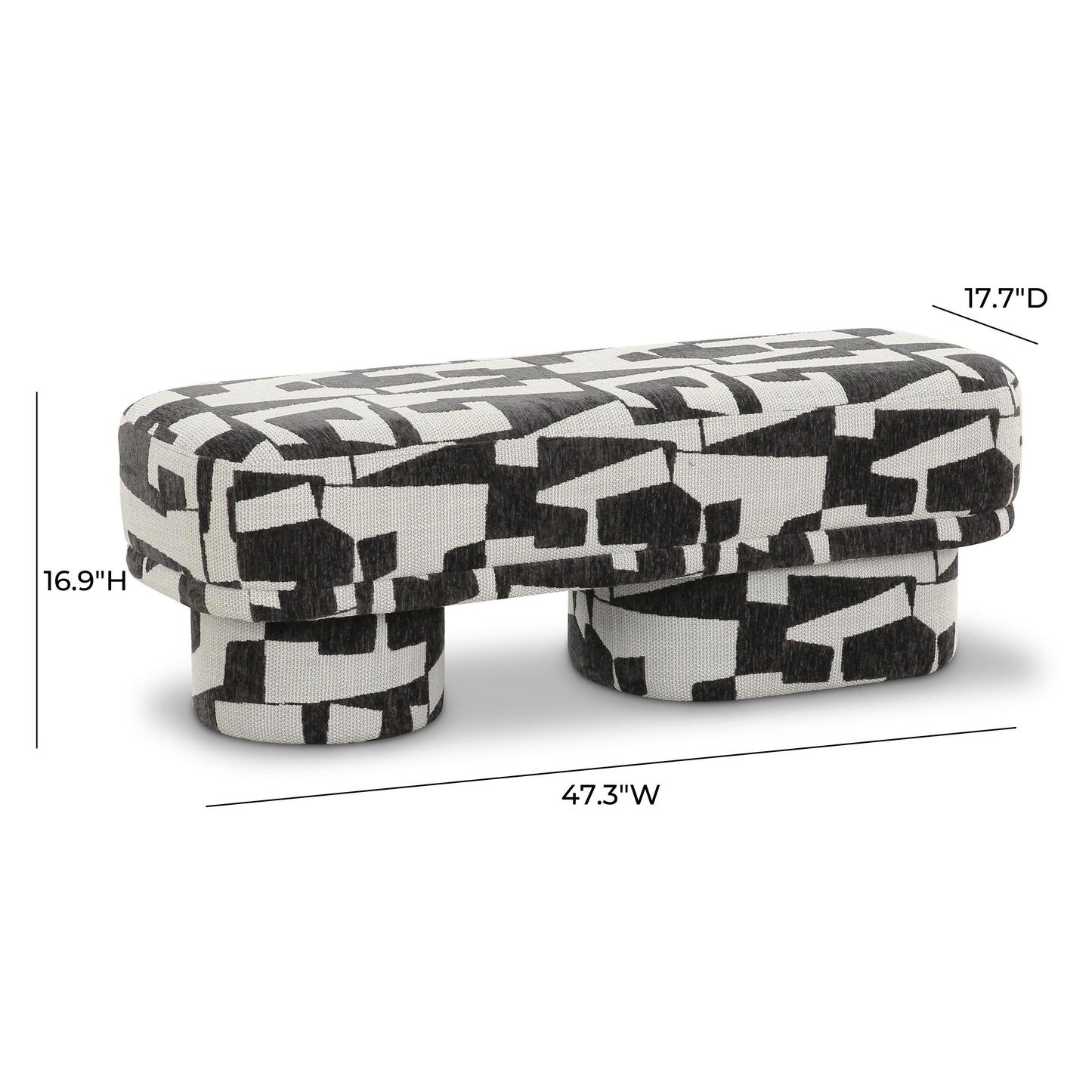 Lena Black & White Jacquard Bench
