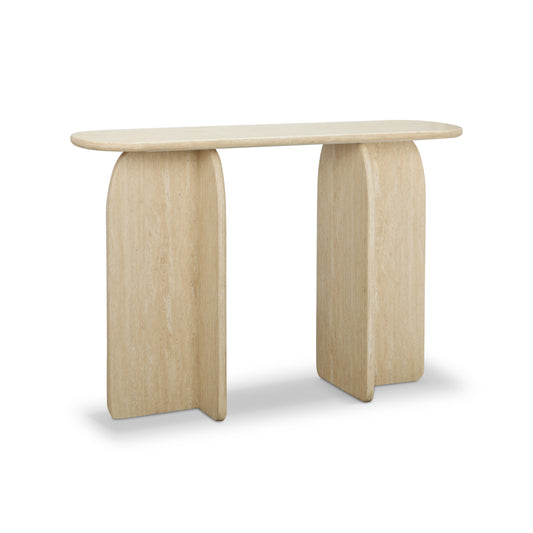 Clementine Faux Travertine Console Table