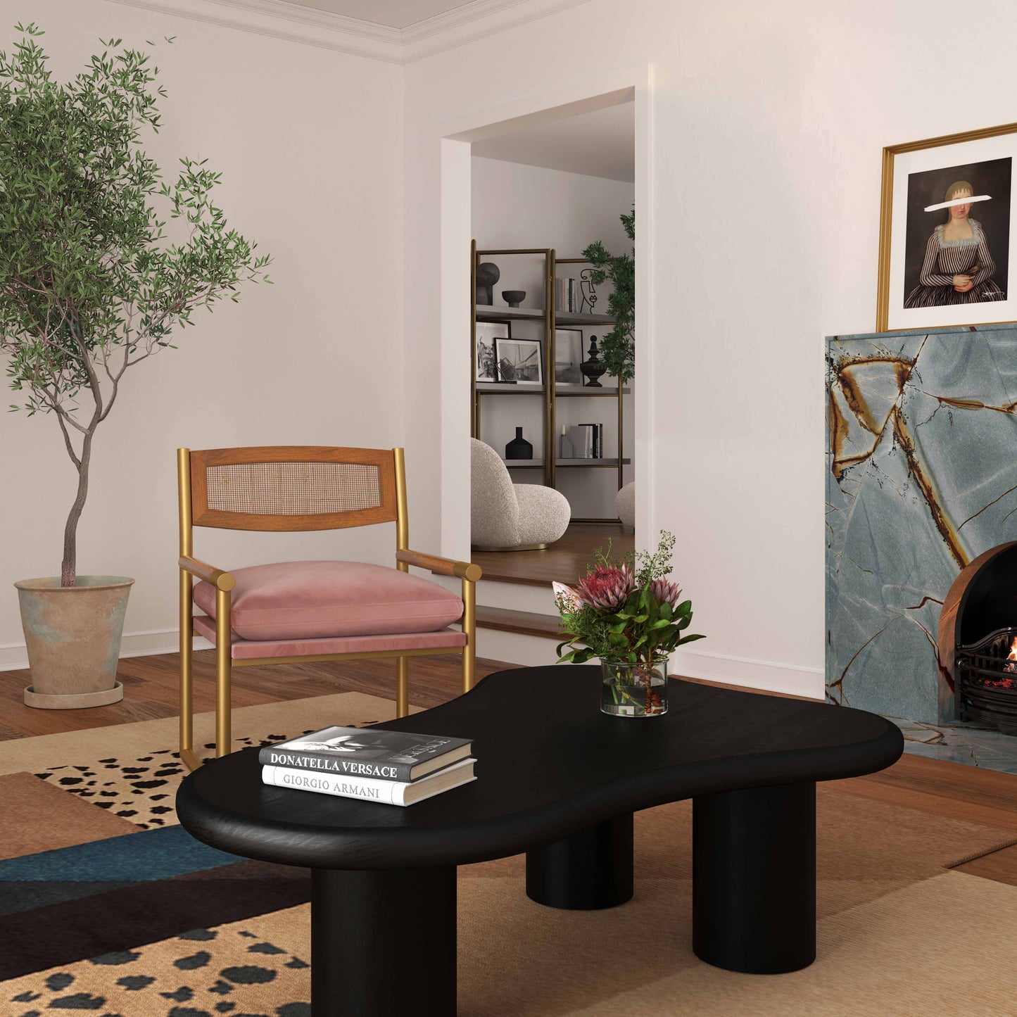 Harlow Rattan Velvet Chair