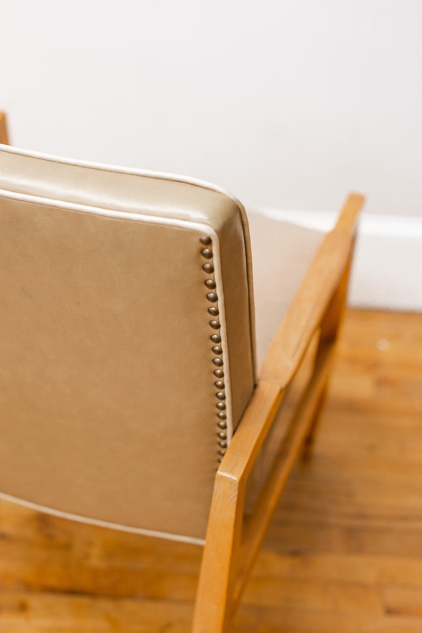 Handcarved MCM Tan Armchair
