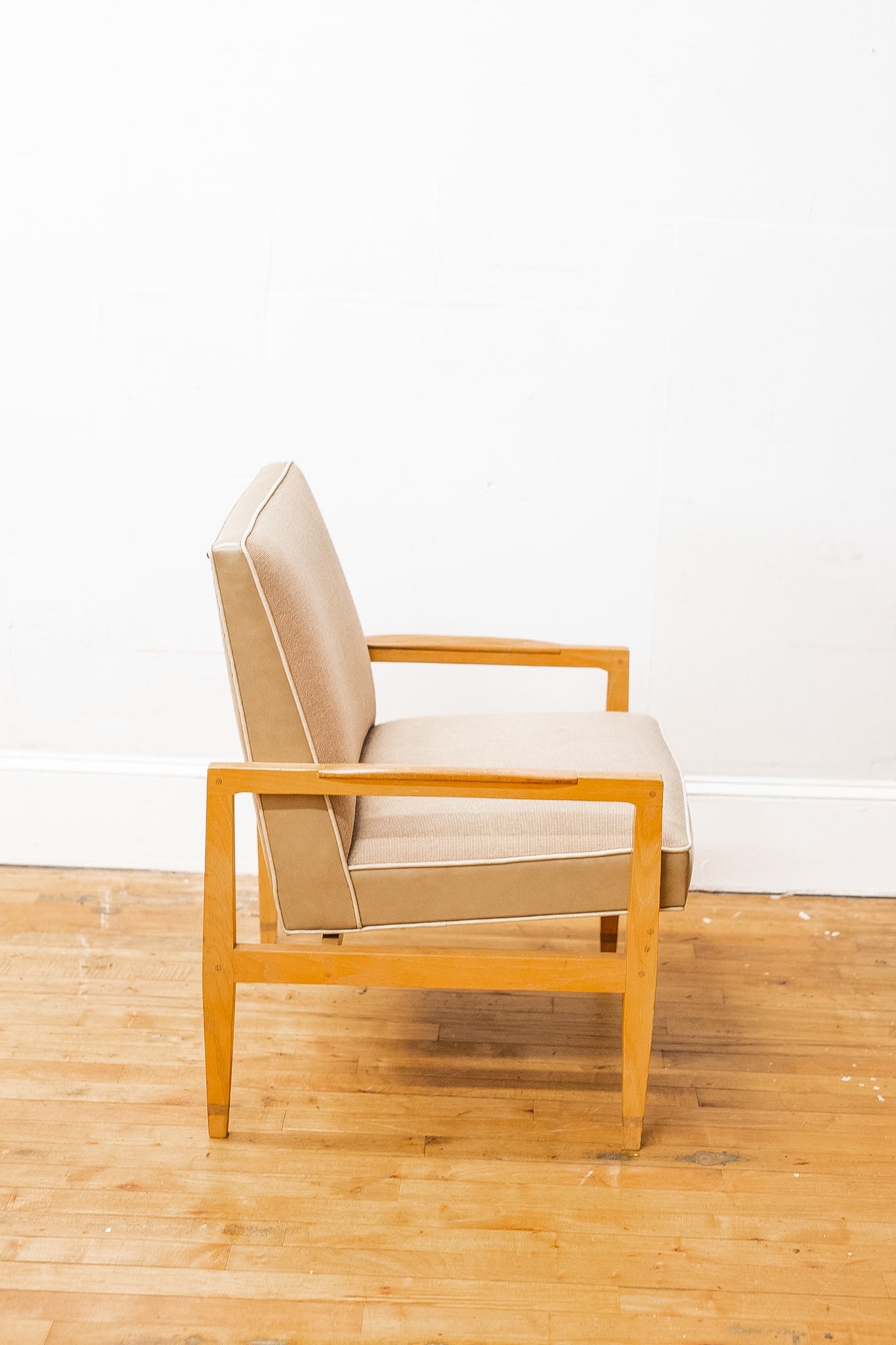 Handcarved MCM Tan Armchair
