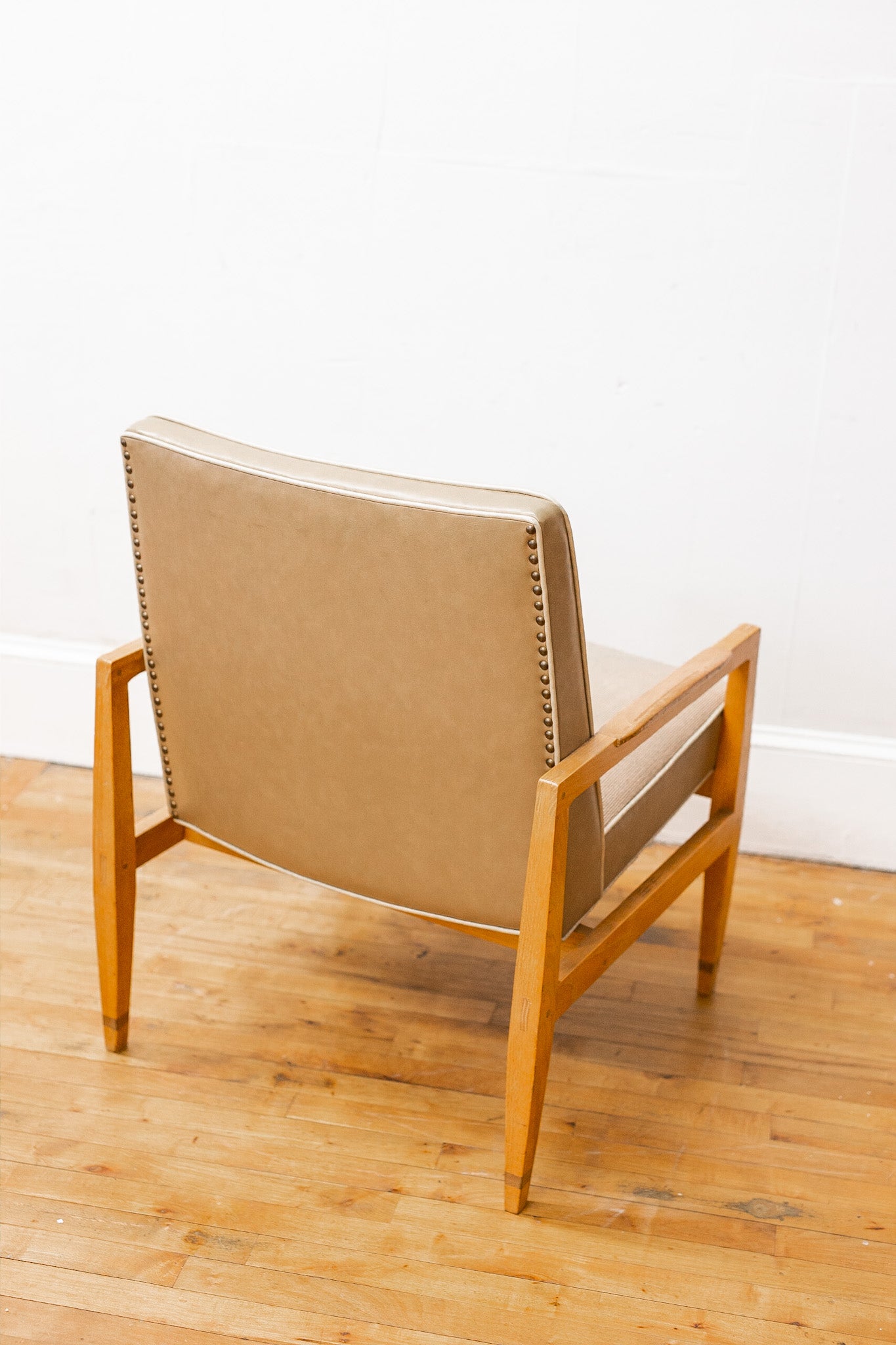 Handcarved MCM Tan Armchair