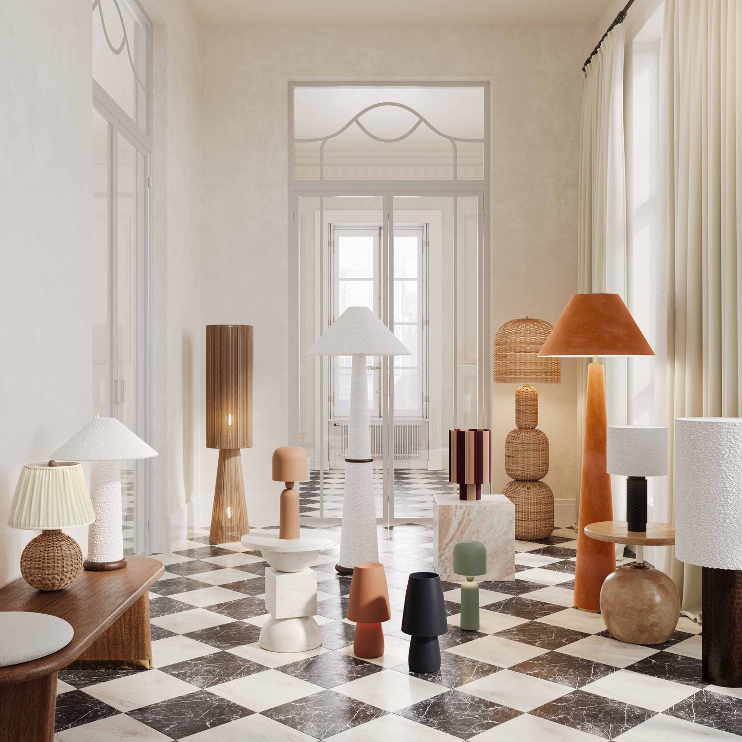 Faith White Boucle Table Lamp