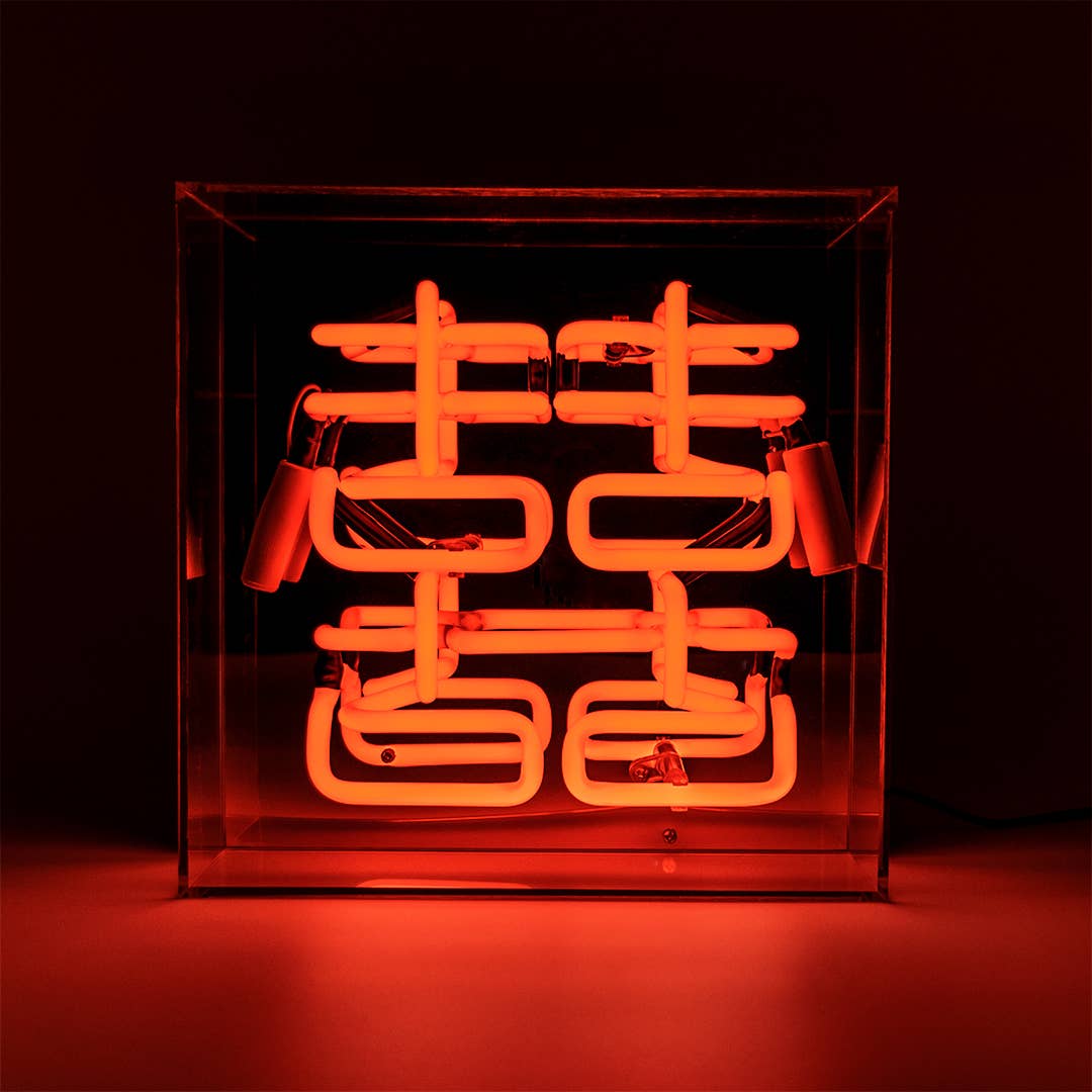'Double Happiness' Acrylic Box Neon Light
