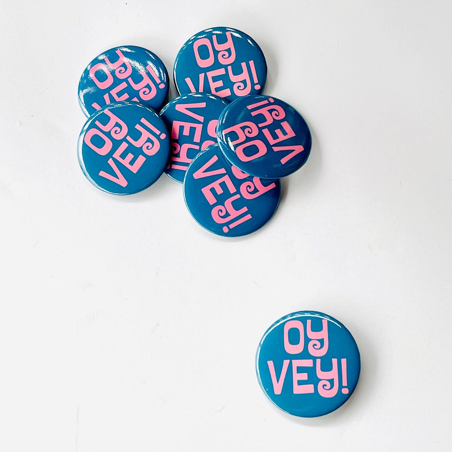 Oy Vey! Pinback button pin USA made Jewish yiddish