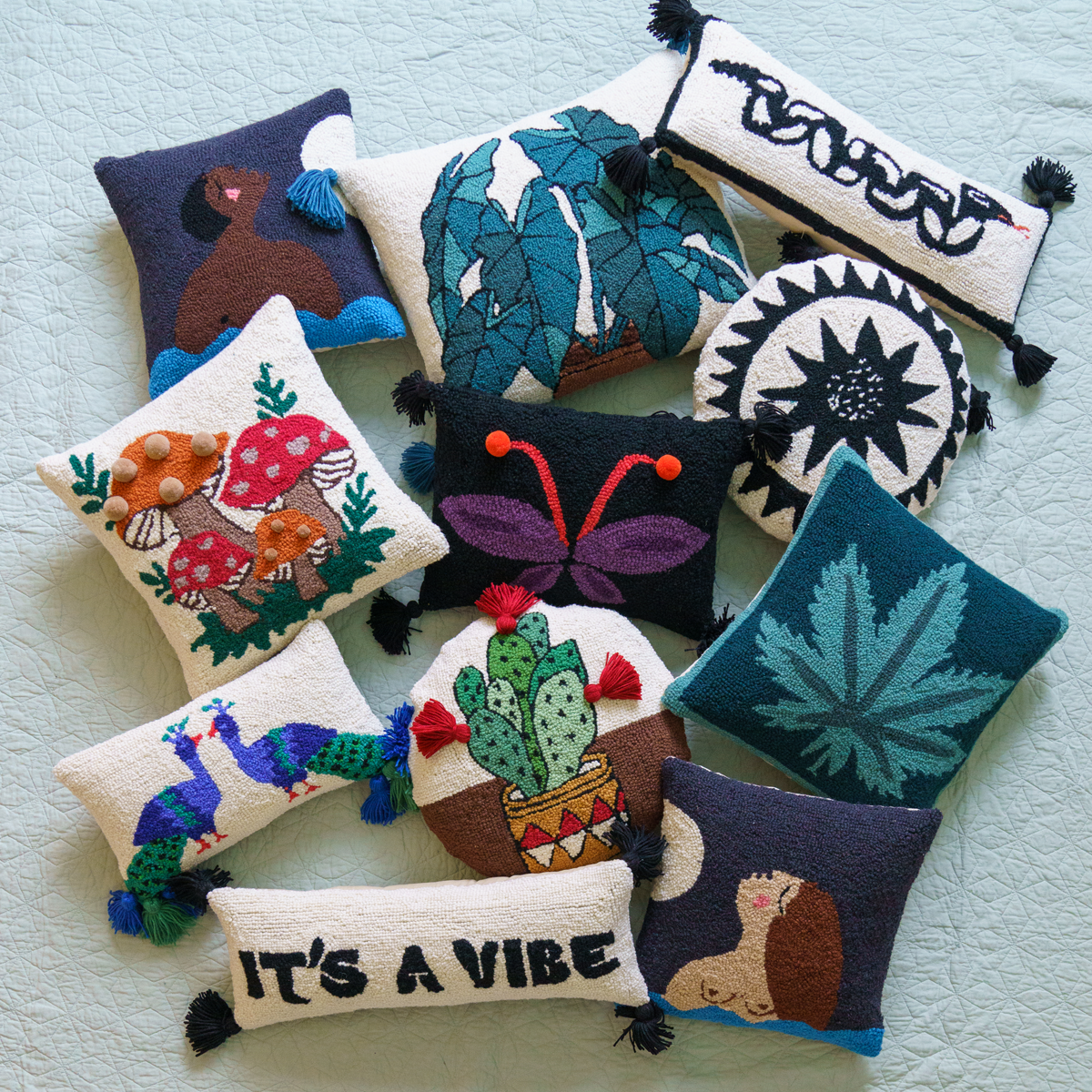 Shroomy Pom Pom Hook Pillow by Justina Blakeney