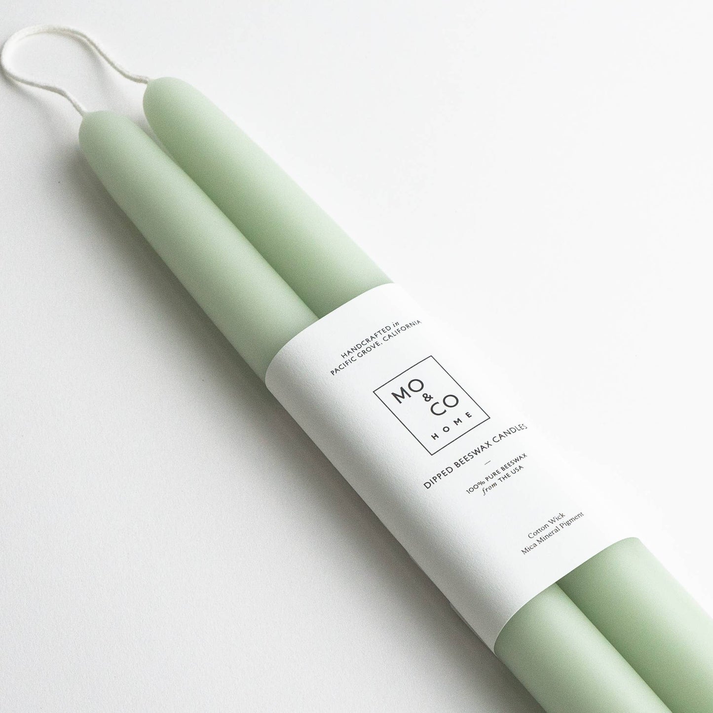 100% Beeswax Dipped Candles | Eucalyptus 10" Taper Pair