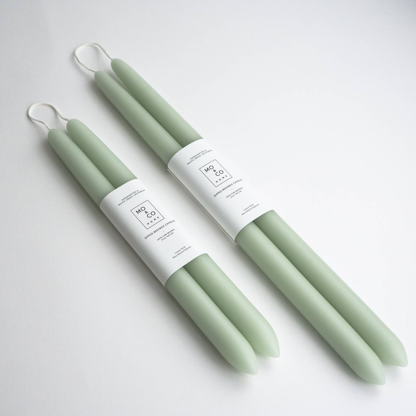 100% Beeswax Dipped Candles | Eucalyptus 14" Taper Pair