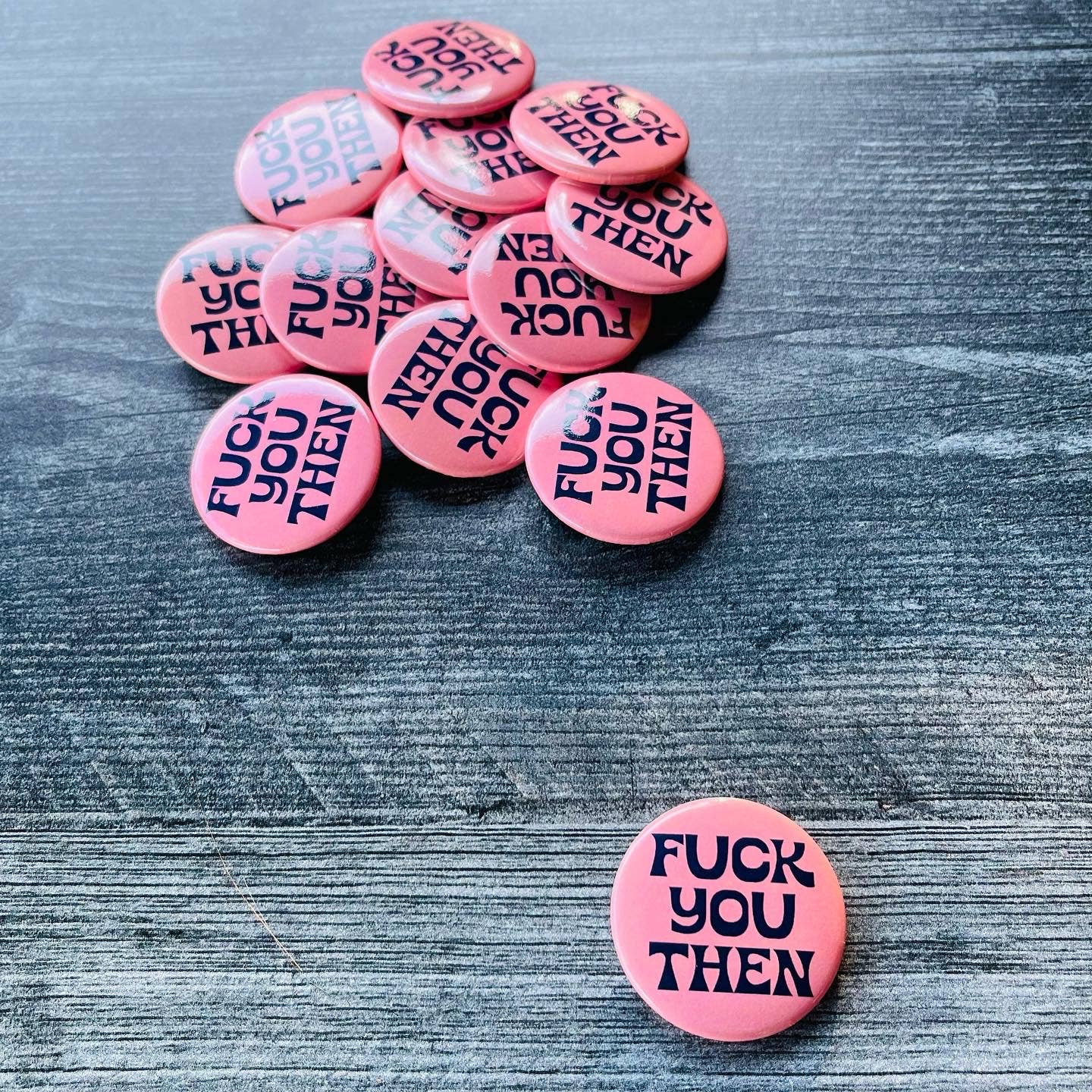 Fuck you then Fleabag pink retro style Pinback button pin