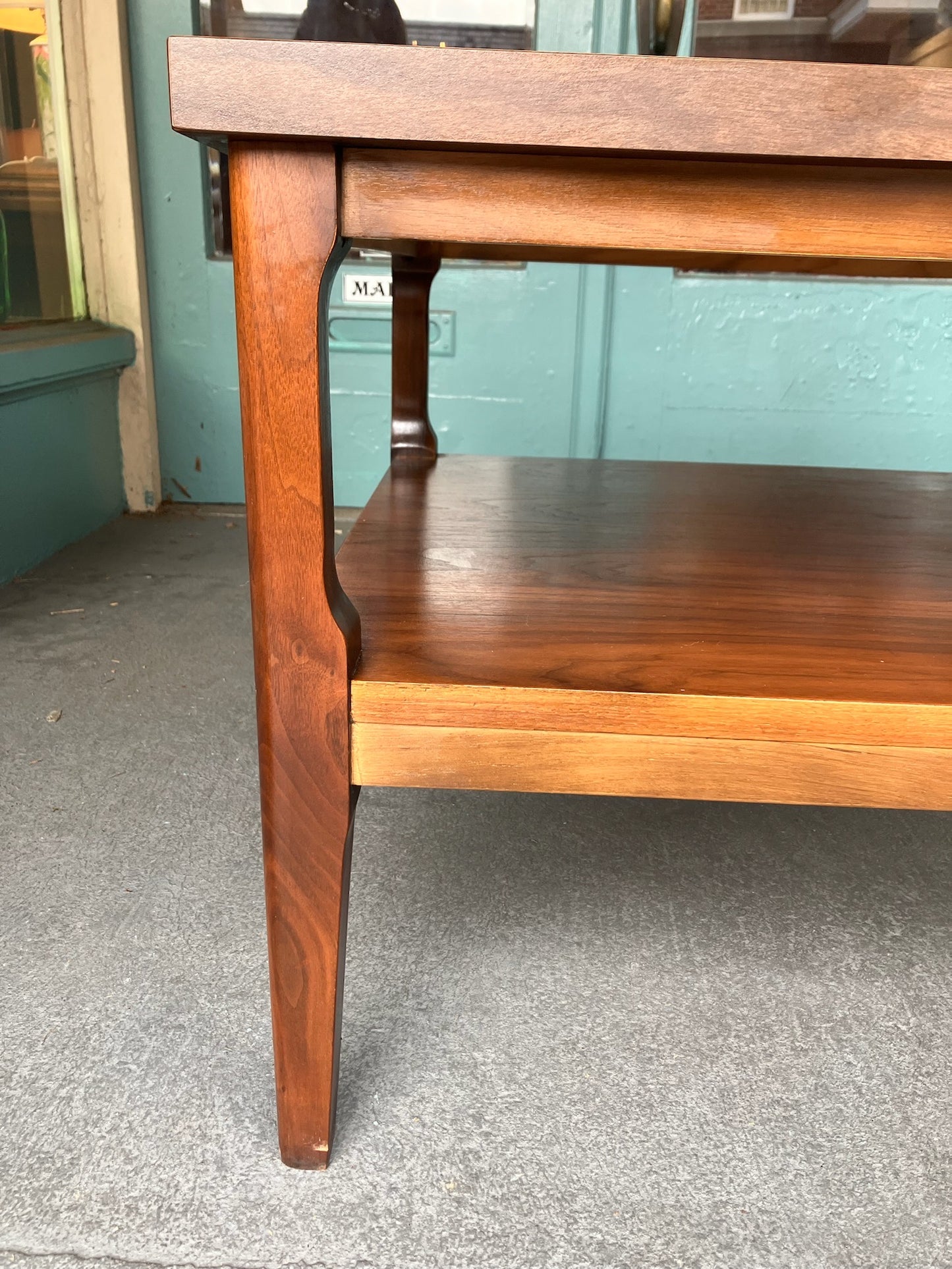 Vintage Walnut Side Table with Laminate Top