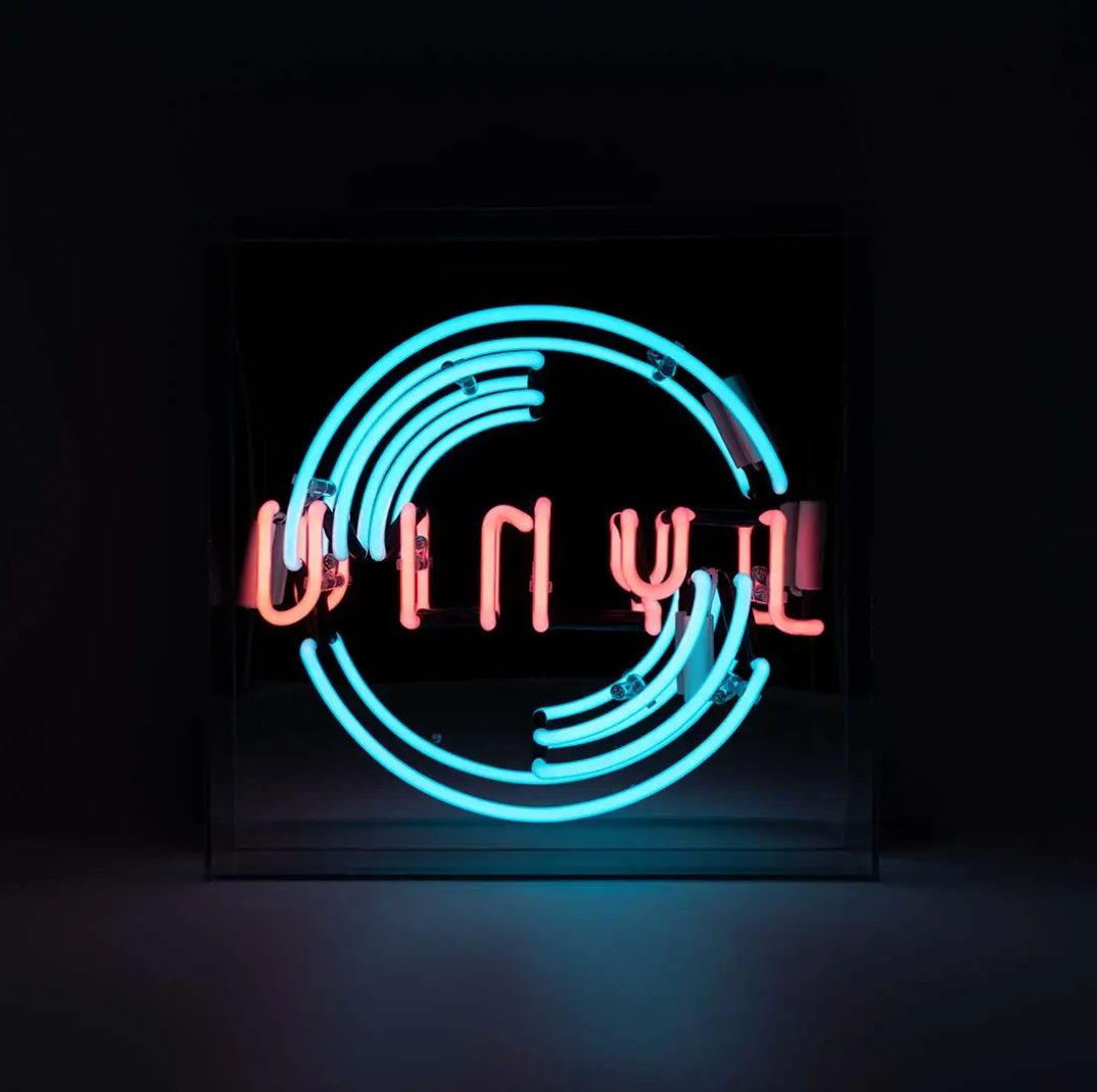 "Vinyl" Acrylic Box Neon Light