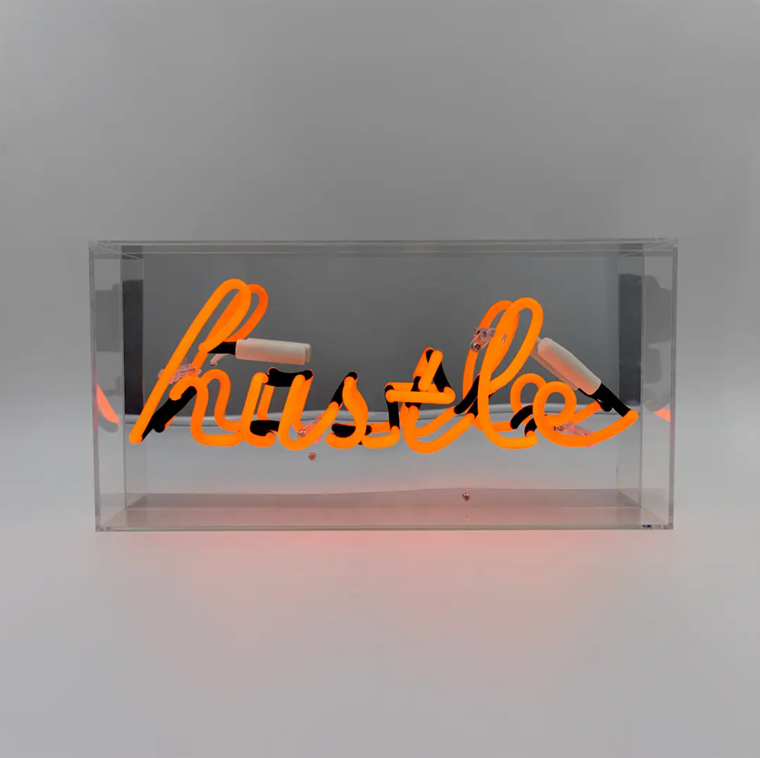 "Hustle" Acrylic Box Neon Light