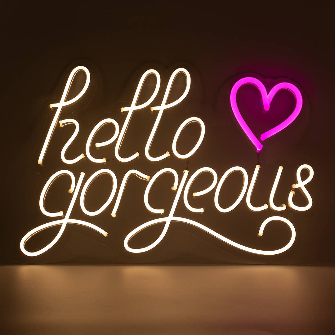 'Hello Gorgeous' Warm White Neon LED Wall Mountable LED