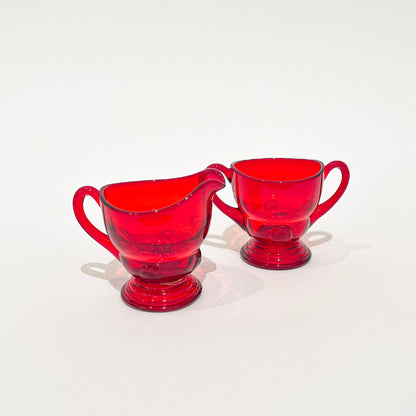 Ruby Moondrop Vintage Cream and Sugar Set