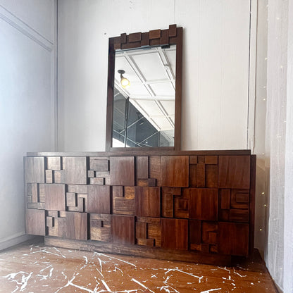 Lane Staccato Brutalist Lowboy Dresser