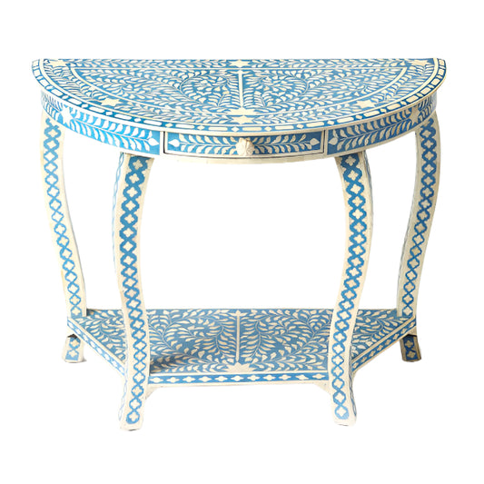 Vivienne Bone Inlay Demilune Console Table