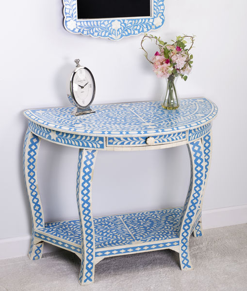 Vivienne Bone Inlay Demilune Console Table