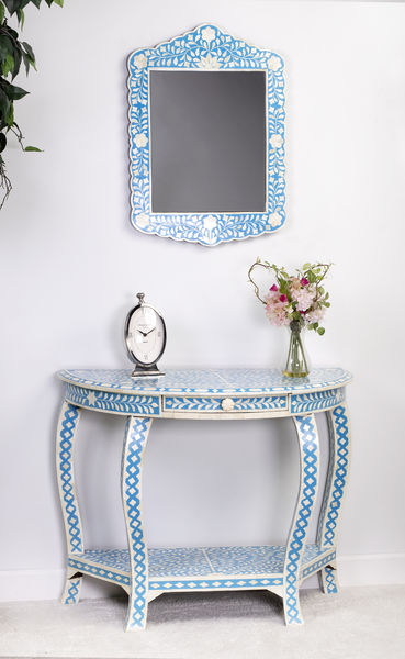 Vivienne Bone Inlay Demilune Console Table