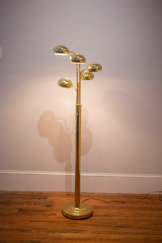 Mid-Century Modern 5-Light Brass Floor Lamp