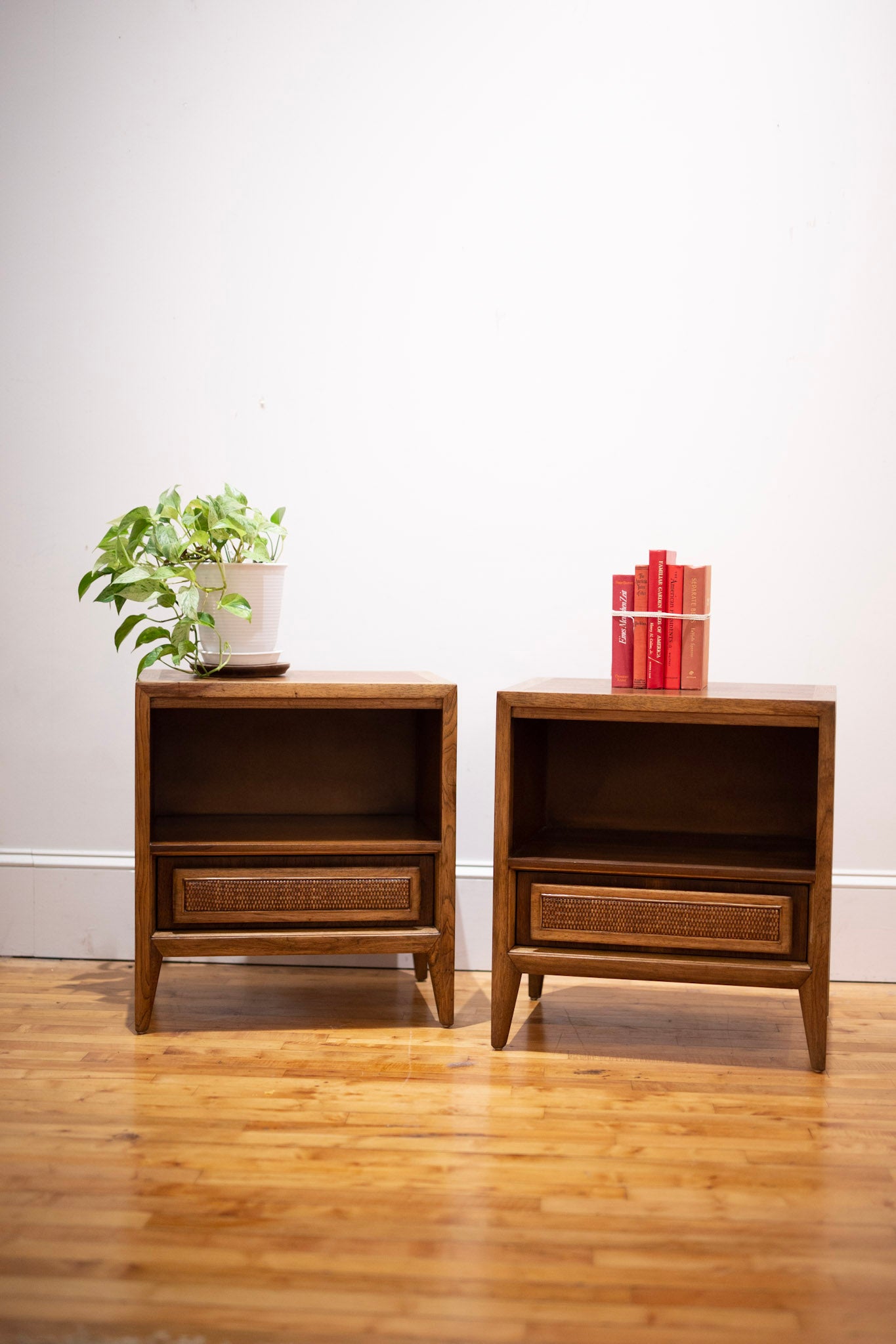 Full view of Century Mid-Century Modern Nightstand Pair