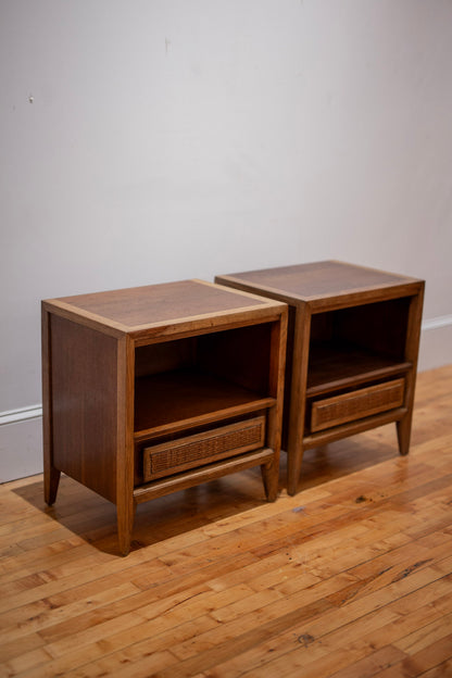 Side view of Century Mid-Century Modern Nightstand Pair