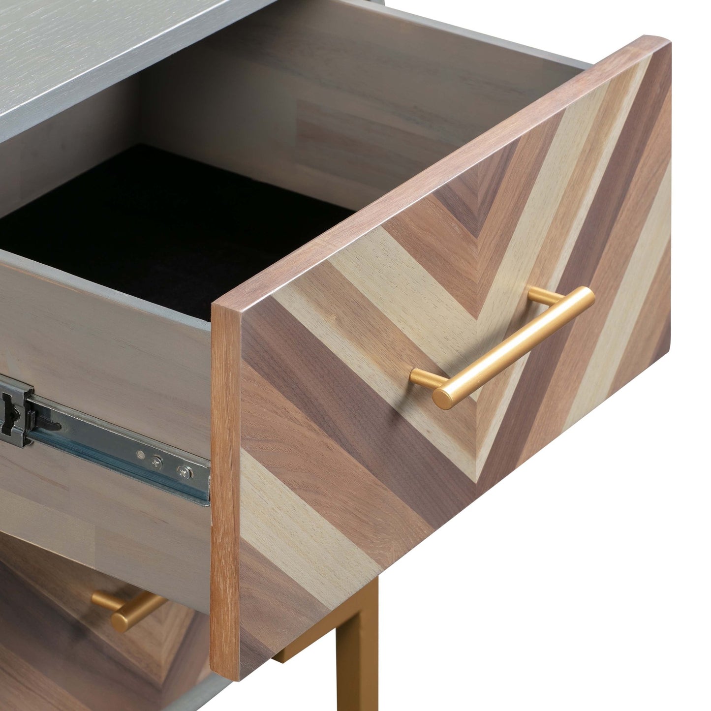 Drawer interior of Chevron Hues Side Table