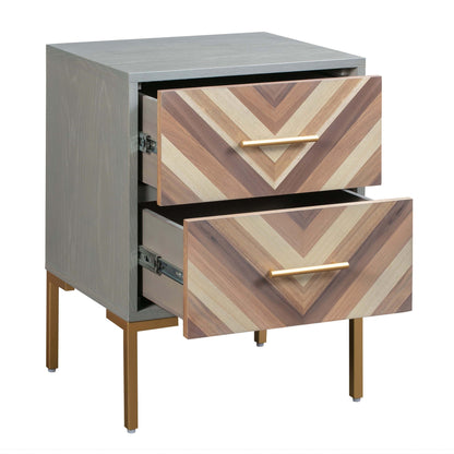 Chevron Hues Side Table drawers open