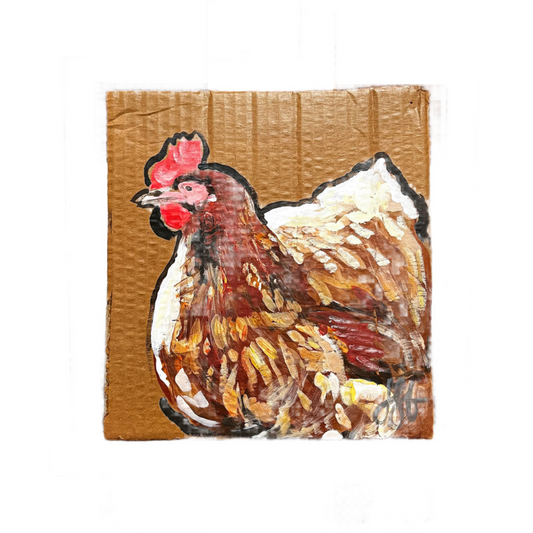 “Chicken 2019” Acrylic on Cardboard by Jonah Brown