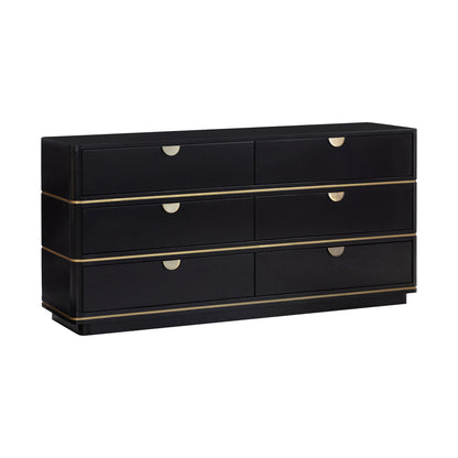 Full view of Curator Six Drawer Dresser Chic Black