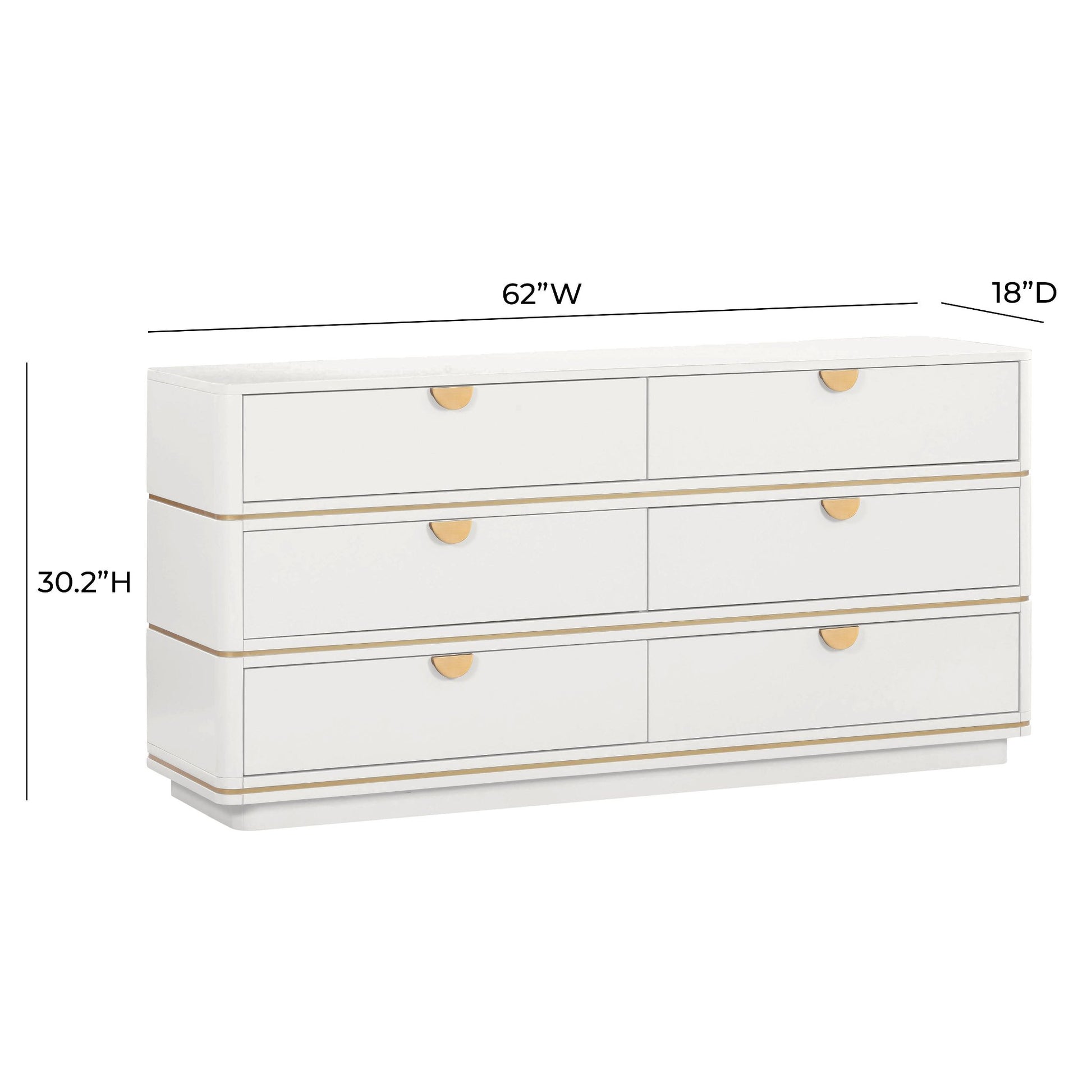 Dimensions of Curator Six Drawer Dresser