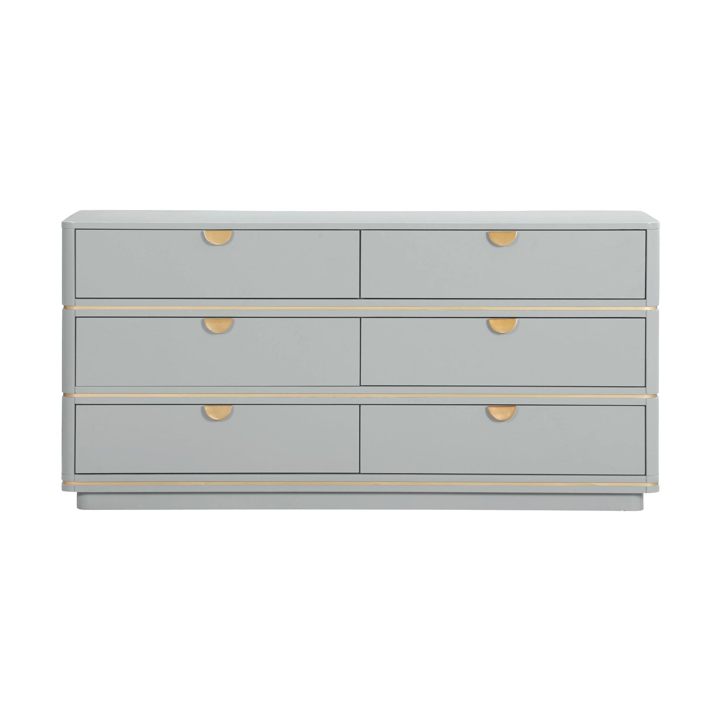 Front view of Curator Six Drawer Dresser Dove Gray
