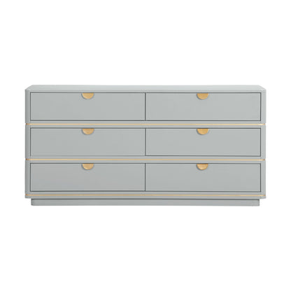 Front view of Curator Six Drawer Dresser Dove Gray