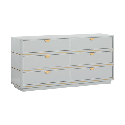 Full view of Curator Six Drawer Dresser Dove Gray